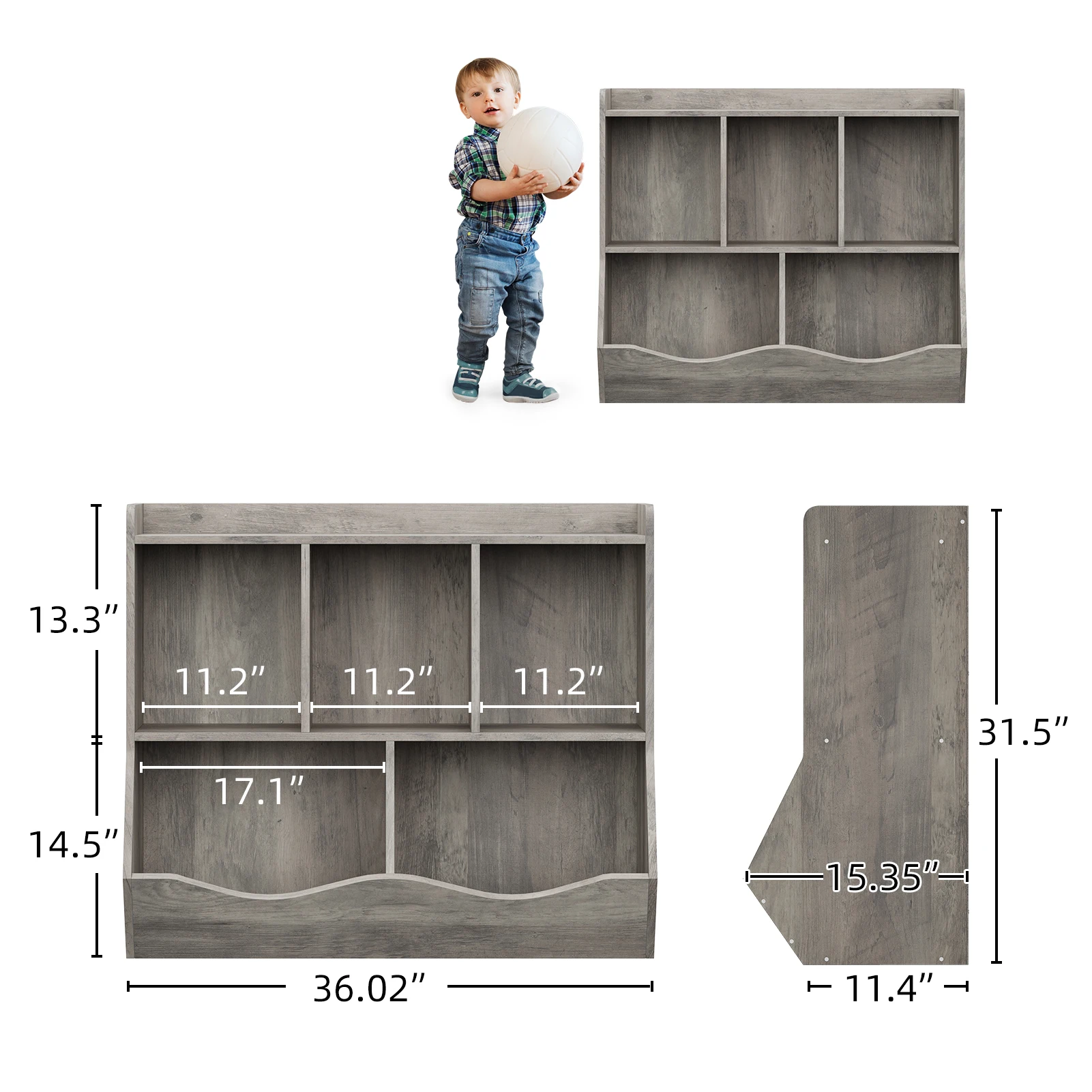 2 Tier Kids Bookshelf Toy Storage Multi Shelf with Cubby Organizer Cabinet for Boys Girls Room Playroom Kindergarten