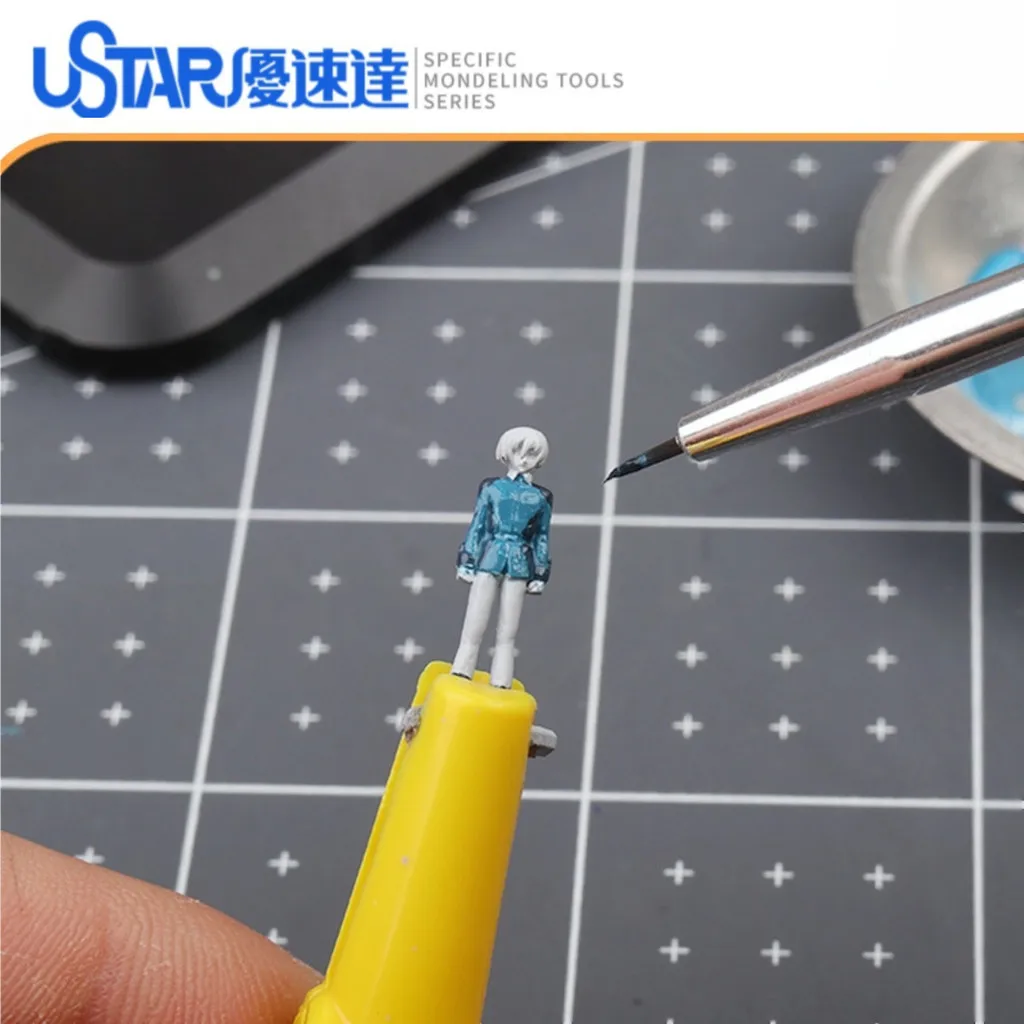 Ustar 90026 Pennello a punta extra fine per modello in miniatura Hobby Craft Sci-Fi Doll Precision Detailing Acrilico Acquerello Artista