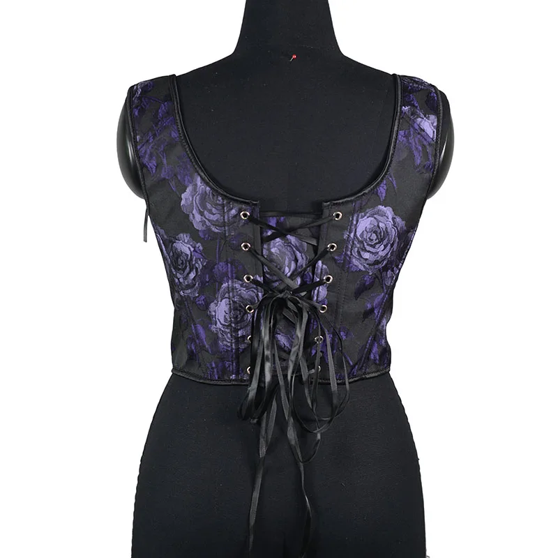 Corset Français Vintage à Fleurs Sexy pour Femme, Bustier Crop Top, Précieux à Lacets, Camisole Façonnant, Streetwear