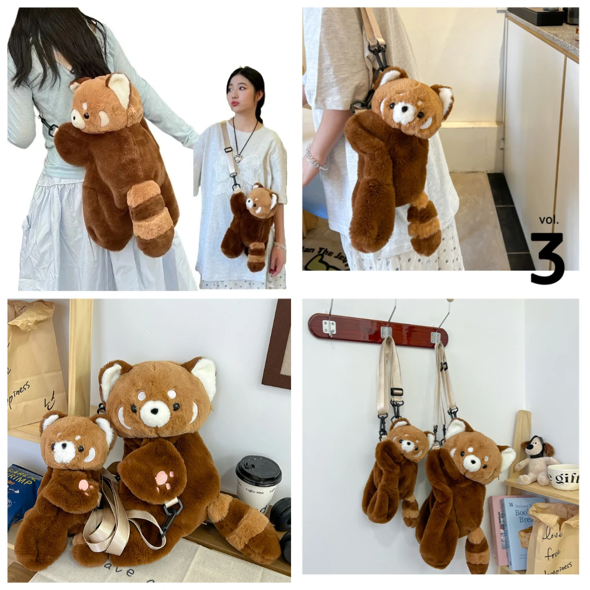 

Panda/Red Panda Plush Backpack Cute Soft Fur Crossbody Bag Women's Camping/Travel/Party Bag Birthday Gift Plushie 도매 Льготы