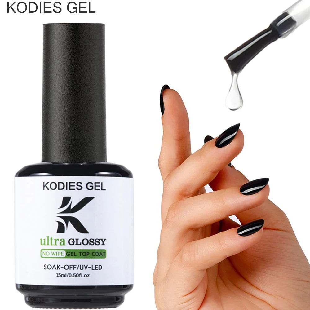 

KODIES GEL Ultra Gloss Gel Top Coat Manicure UV Gel Nail Polish 15ML Semi Permanent Super Shine Topcoat Nails Art Varnish Sealer