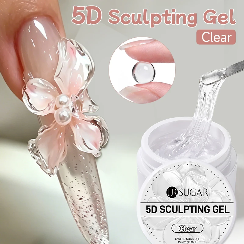 UR SUGAR 15ml Klares 5D Sculpting Extension Gel Nicht-Klebendes Hartes Langlebiges Formgebendes Soak-Off LED UV Aufbaugel Nagellack