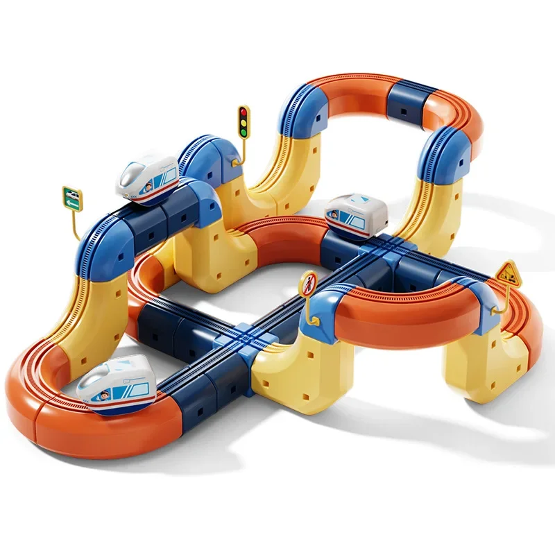 Juego de tren pequeño eléctrico magnético para niños, construcción educativa de vástago, coche de juguete antigravedad DIY, pista deslizante ensamblada creativa