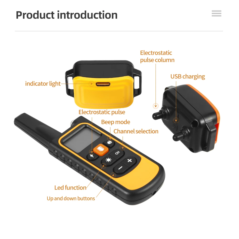 Coofull 800m Electric Waterproof Rechargeable Remote Control LED Pets Supply Products Smart USB Dog Training Collar