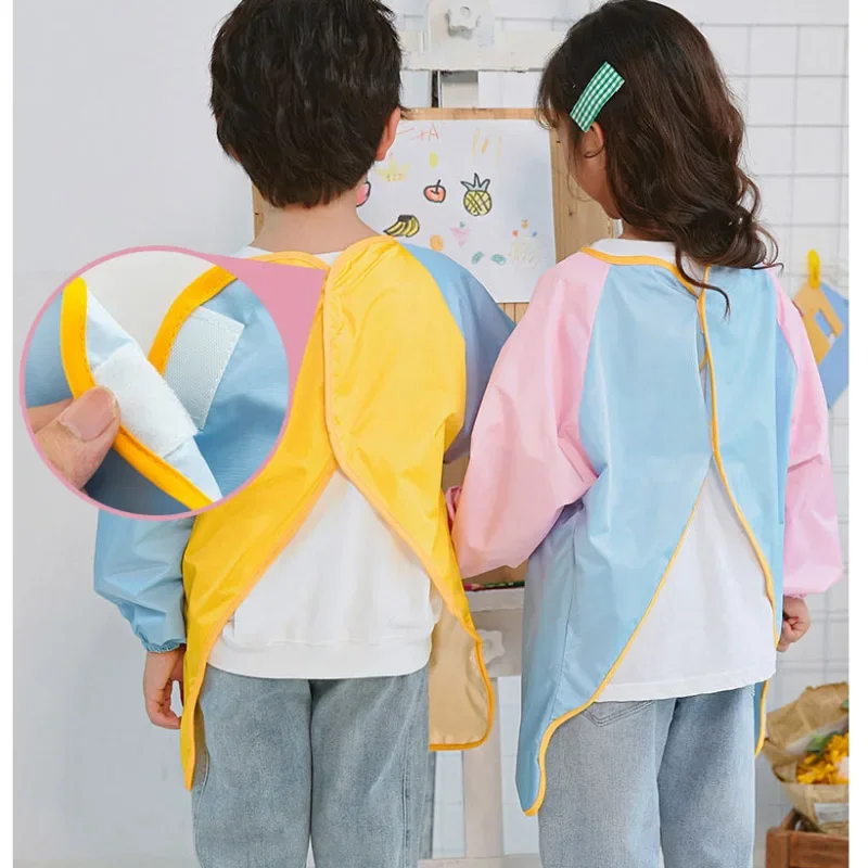 Personalized Child Painting blouse Long Sleeve Custom Name Kids Art Smock Aprons Waterproof Artist Apron For Feeding Paint