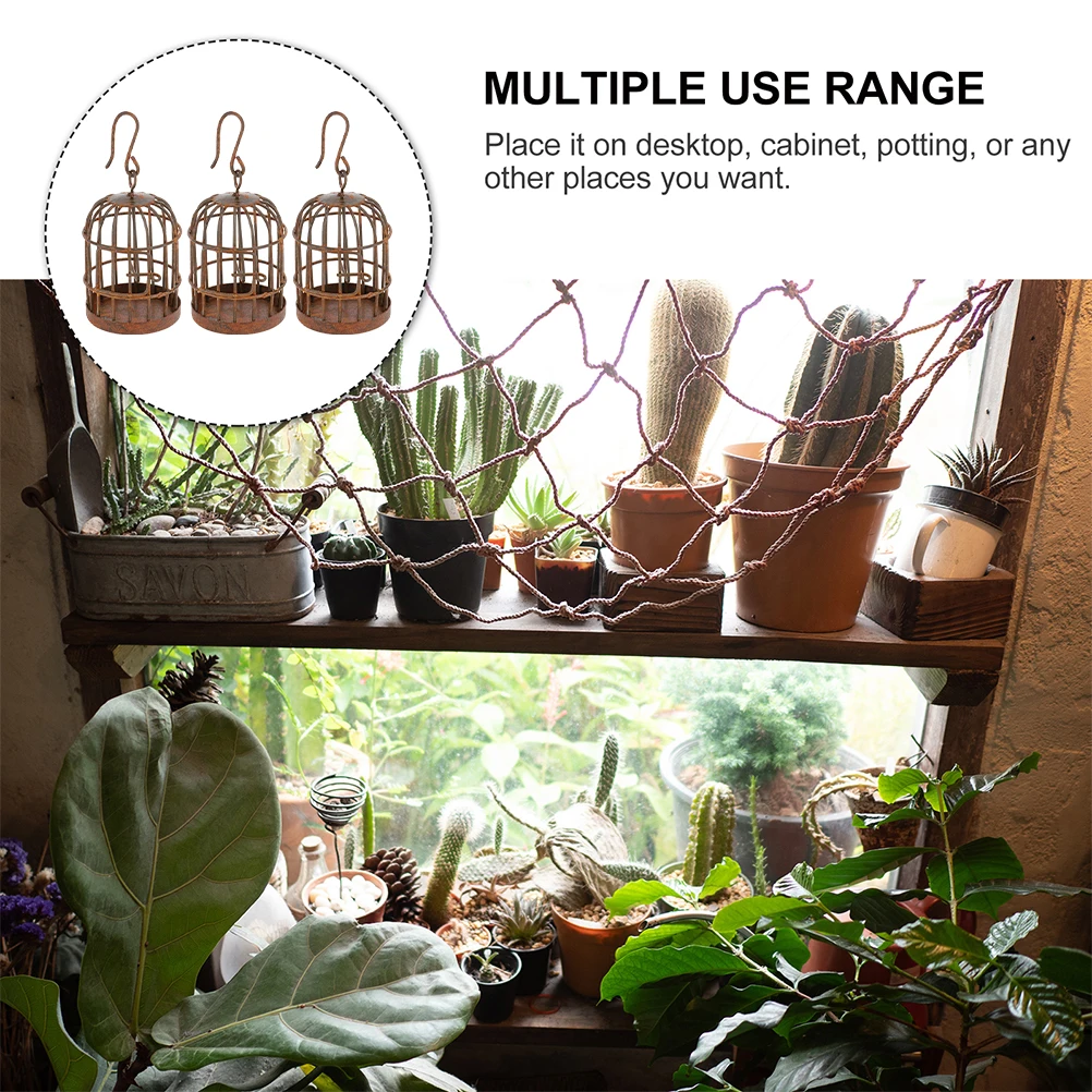 

3 Pcs Birdcage Cages Birdcage Decorative Hanging Small Size Retro Style Indoor Outdoor Garden Accessories