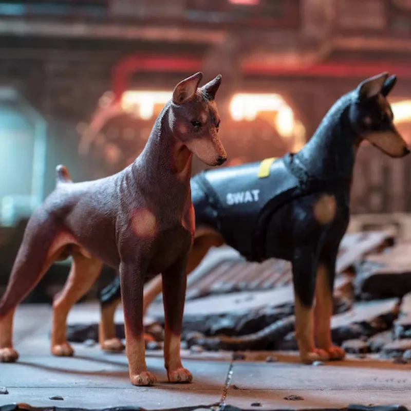 

Jxk 1/12 Doberman Model Police Dog Series Simulation Animal Handheld Ornaments Surrounding Statues Collection