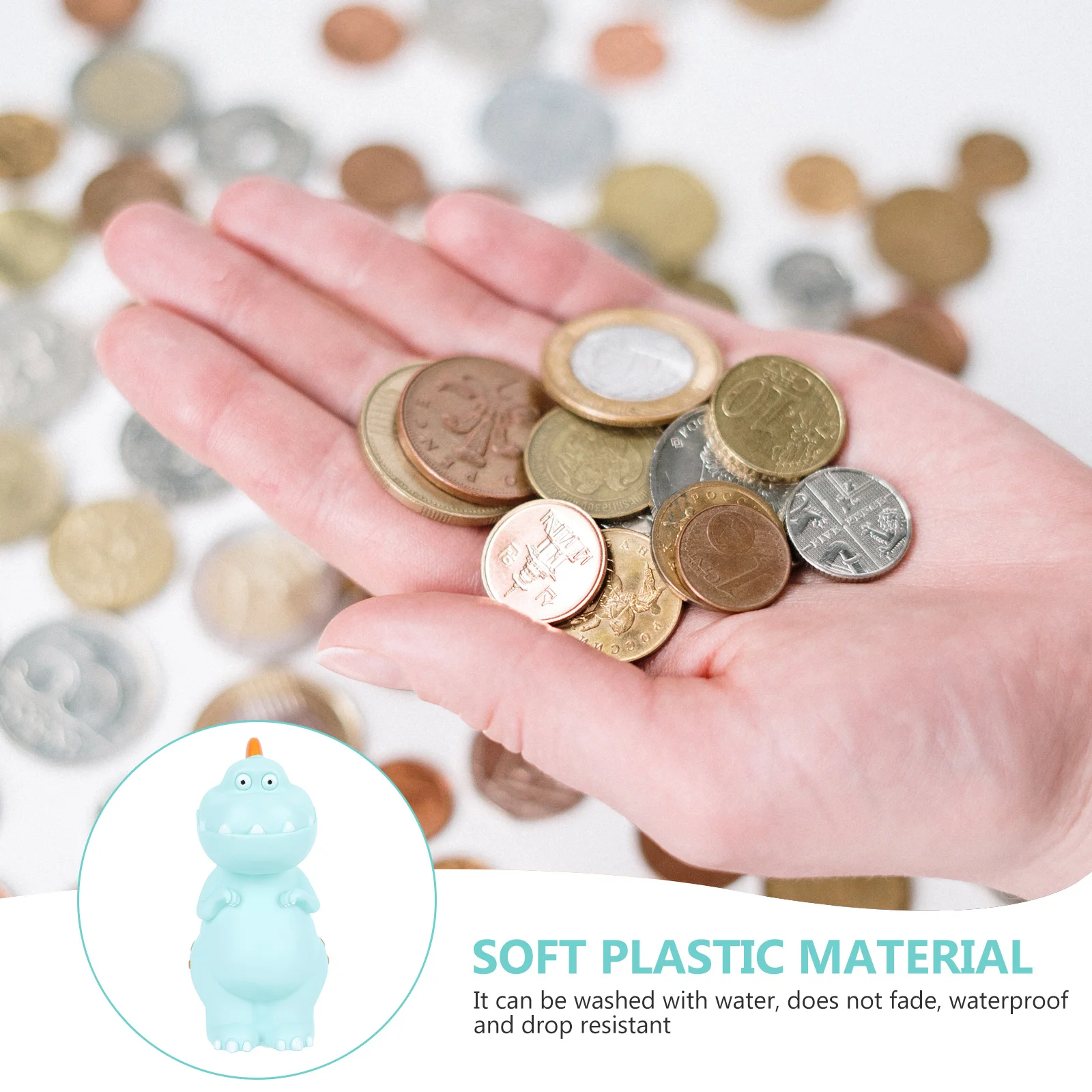 

1Pcs Cute Dinosaur Money Saving Pot High Quality Kids Coin Container Large Capacity Washable Adorable Desktop Decors Home Office