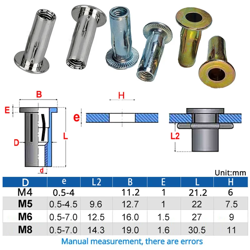 M4 M5 M6 M8 304 Stainless Steel Petal Rivets Cap Slotted Pull Rivet Nut Color Zinc Plating Folding Screw Fixed Car License Plate