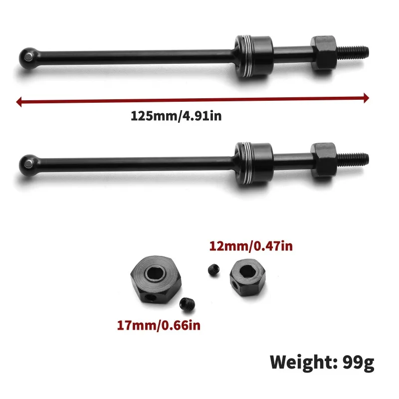 2pcs Medium Carbon Alloy Steel Front CVD Universal Joint For RC Model Cars TEAM LOSI 1/8 LMT 4WD SOLID LOS04022