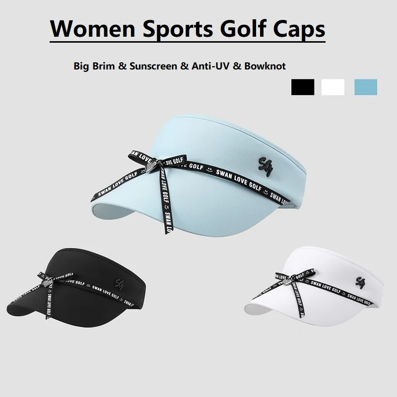 

SG Новая женская шляпа для гольфа Спорт на открытом воздухе Кепки с защитой от ультрафиолета Женский солнцезащитный козырек Модная пустая шляпа от солнца с бантом