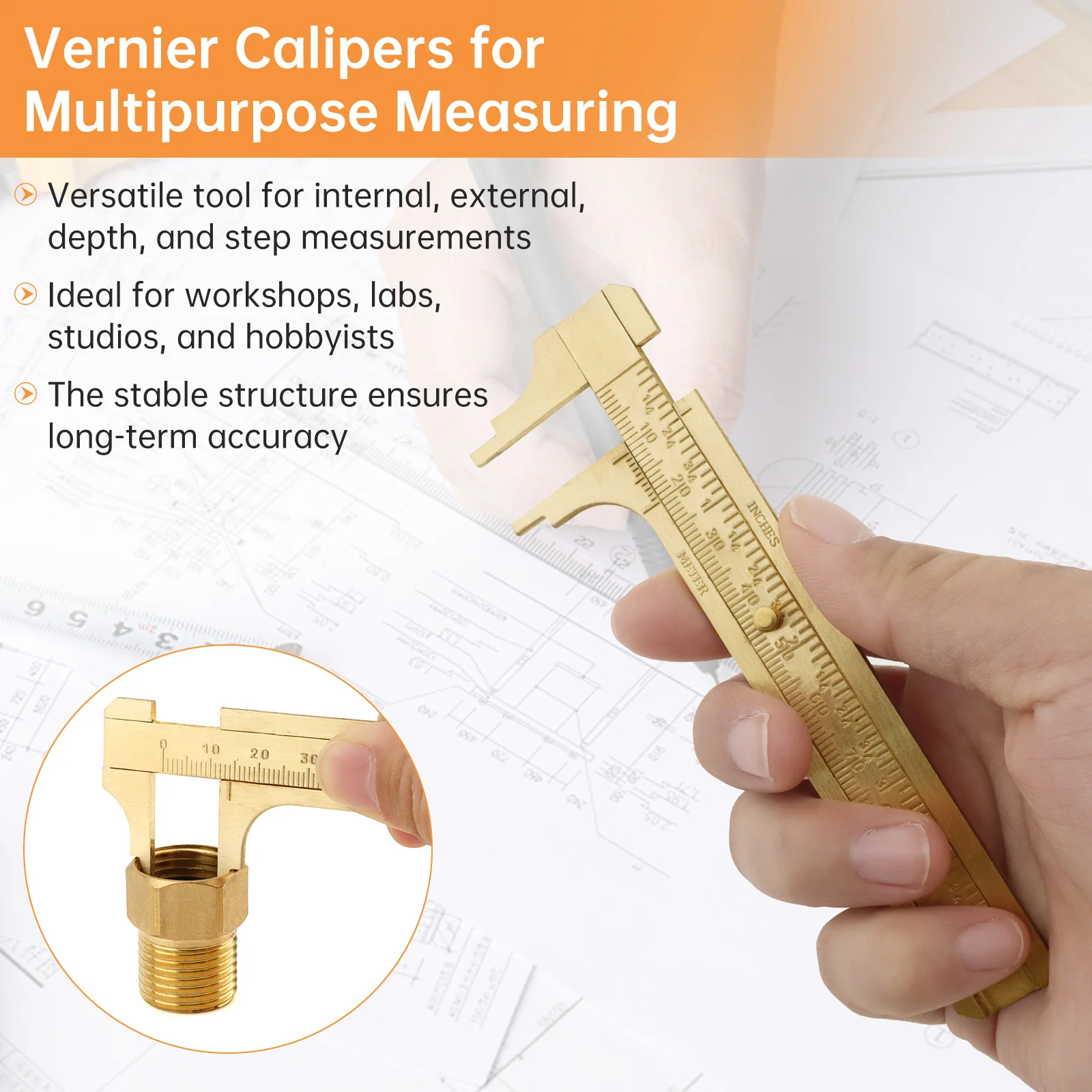 80mm/100mm Mini Single Double Scale Brass Vernier Caliper Measuring Ruler Portable Pocket Retro Copper Caliper