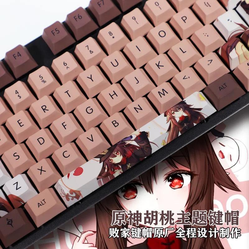 

New Anime Games Genshin Impact Hu Tao 108 Keys Dye Sublimation PBT Keyboard Keycap Set For Mechanical Keyboard