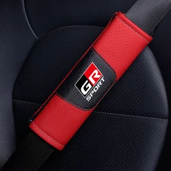 1Pcs Genuine Leather High Quality Car Safety Belt Shoulder Cover Pad For Toyota GR Sport CHR Yaris Hilux Rav4 Supra Accessories