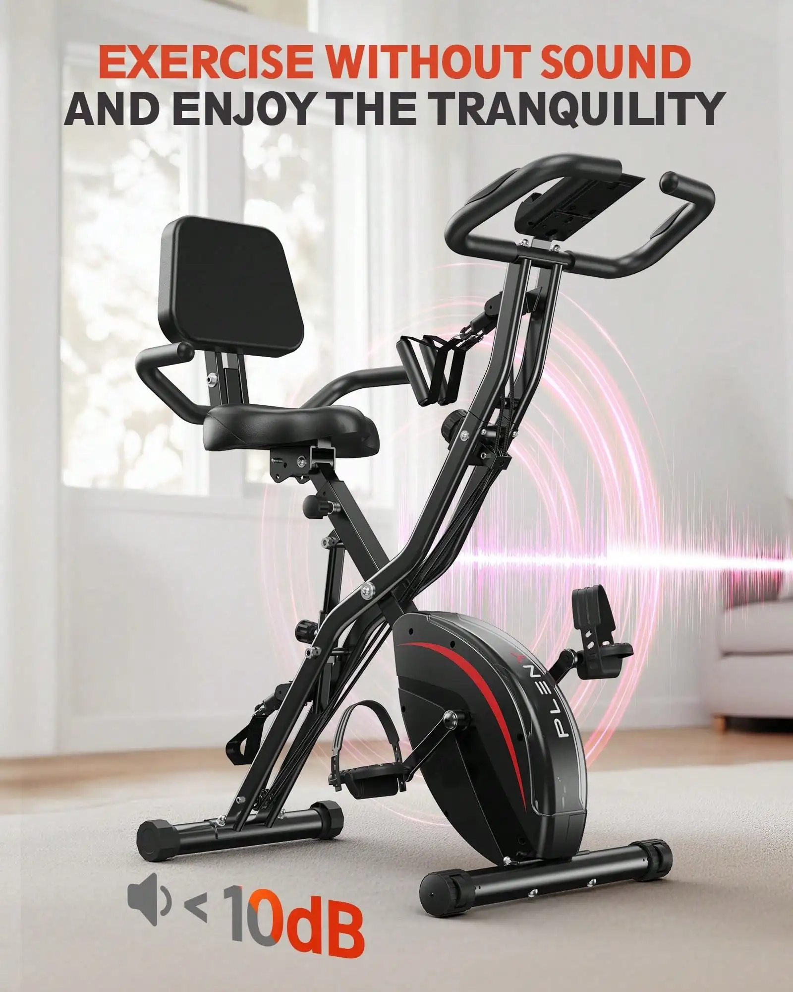 FLYBIRD Folding Exercise Bike, 5 IN 1 Stationary Bikes For Home 6.6 LBS Flywheel, 300LB Weight Capacity Back Support Cushion Indoor Workout Cycling Bike,Exercise Equipment,Exercise Bike For Home Gym