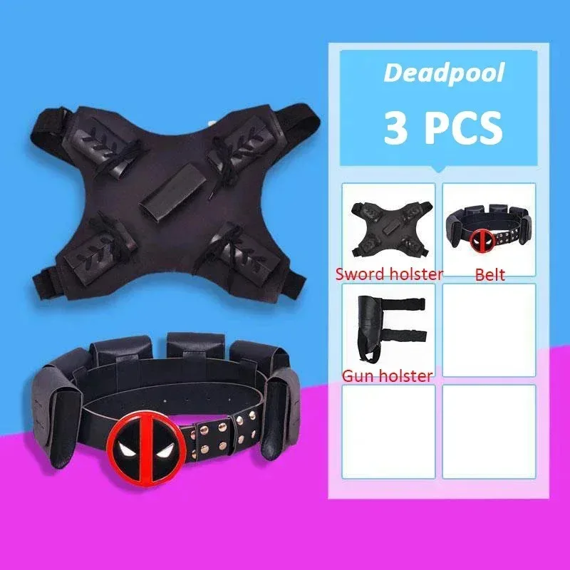 Halloween cartoon costume Deadpool Costume Cosplay Kids Adult Suit Anime Death Waiter Spandex Leotard Accessories Belt