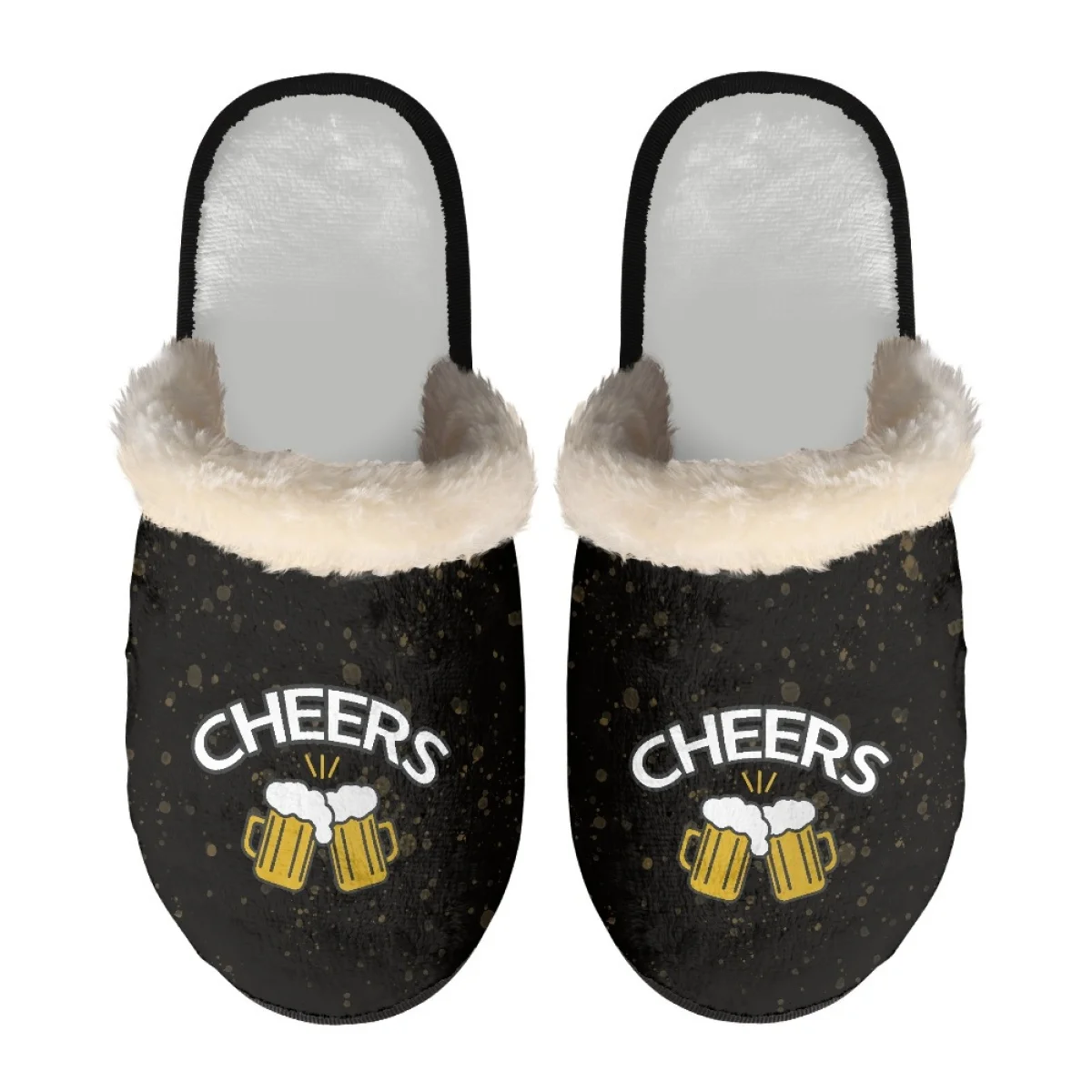 Comfortable Print Drink Beer/Cheers Male Winter Slippers Soft Plush Warm House Slippers Non Slip Man Bedroom Slippers Home