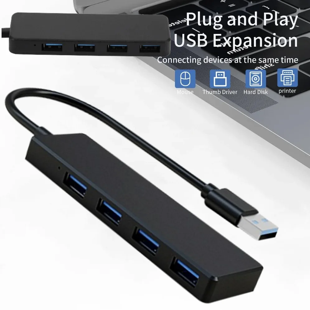 ラップトップ用USBハブスプリッター,USB 3.0,高速データ転送ポートエキスパンダー,4ポート,Windows, PC, Mac,プリンター,モバイル,HDD