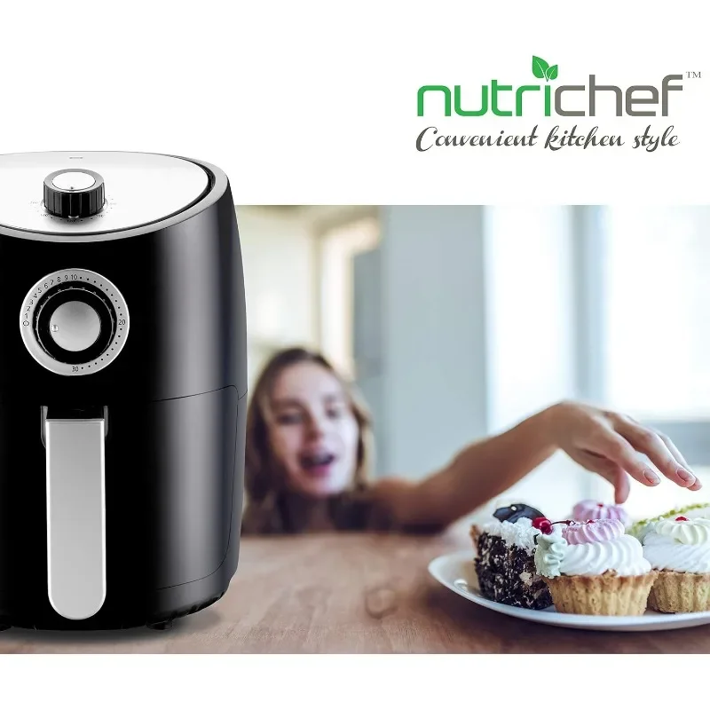 NutriChef-Friteuse à air personnelle, capacité de friteuse à air, seau de conservation de l'espace, cuisson sans huile avec panier antiadhésif perfecDeep