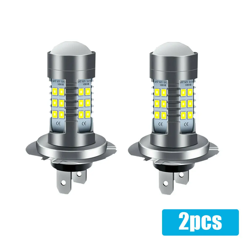 2Pcs New 100W H4 H7 Super Bright 2835 Led Car Daytime Running Fog Light Lamp 6000K Auto Driving Headlight High Low Beam Bulb