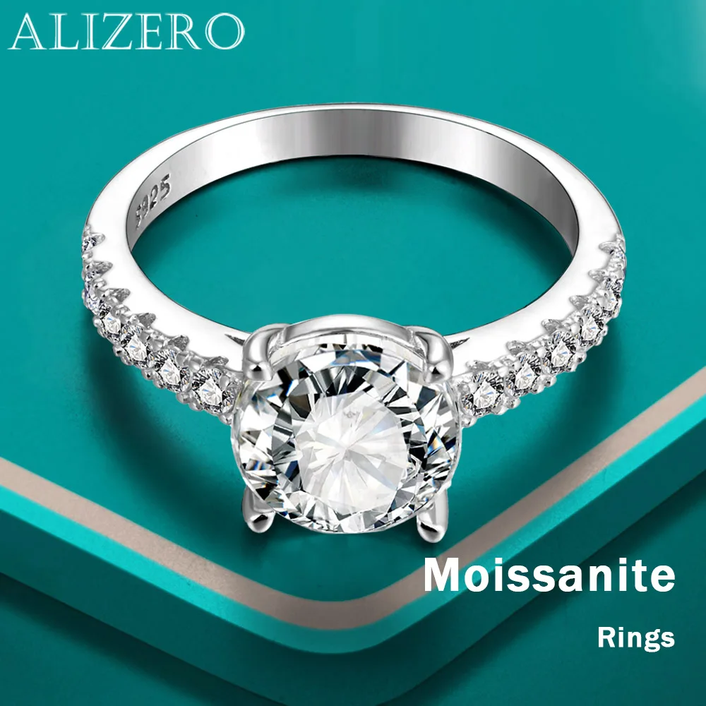 

ALIZERO 3ct D Color Round Moissanite Rings for Women s925 Sterling Silver Ring Wedding Eternity Band with GRA Fine Jewelry