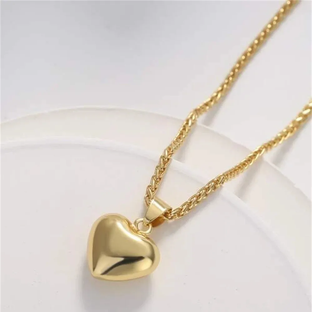 Fashion Gold-plate Simple Twist Chain Heart-shaped Pendant Necklace For Women Female Vintage Punk Hip-hop Jewelry Gift Wholesale