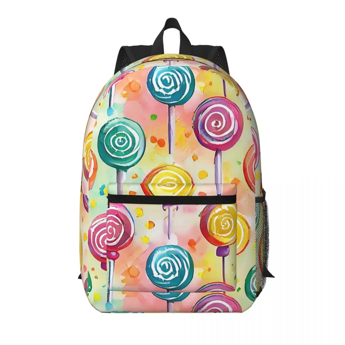 Colorful Candy Lollipop Themed Student Backpack School Bag Hiking Travel Daypack for Men Women Bookbag Shoulder Bags