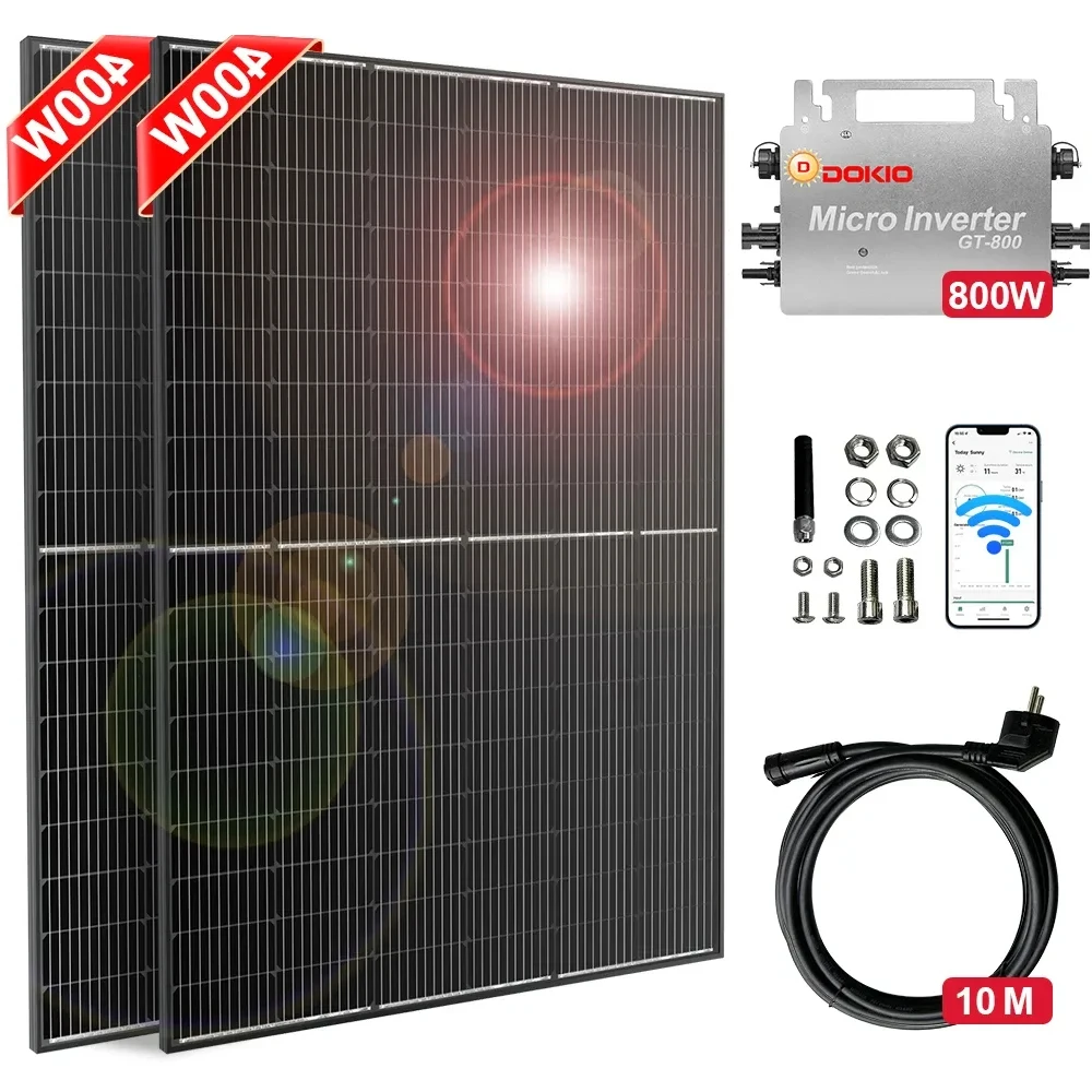 DOKIO balcony power plants kit 400W/800W Solar Panles with 600W/800W Inverter Waterproof solar system for home complete kit