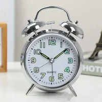 Retro Alarm Clock Bell 4inch Children's Wake Up Table Clocks With Night Light Digital Clock Home Bedroom Decoration Bedside Bell