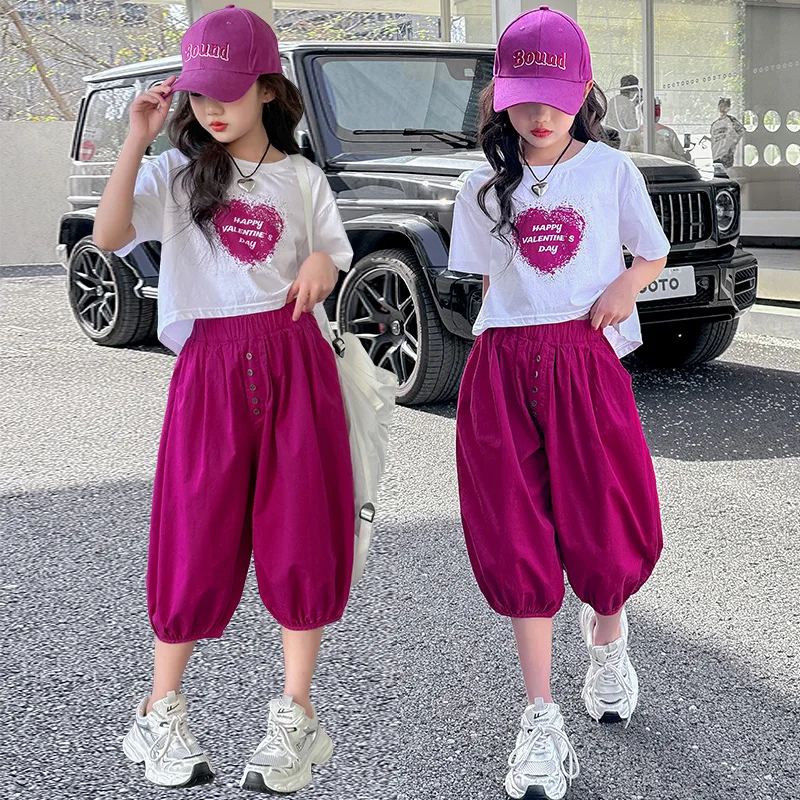 

Children Love Short-Sleeve Outfit Baby Girls Casual Sportswear Toddler Girl Fashion Two-Piece Set 2025 Summer New