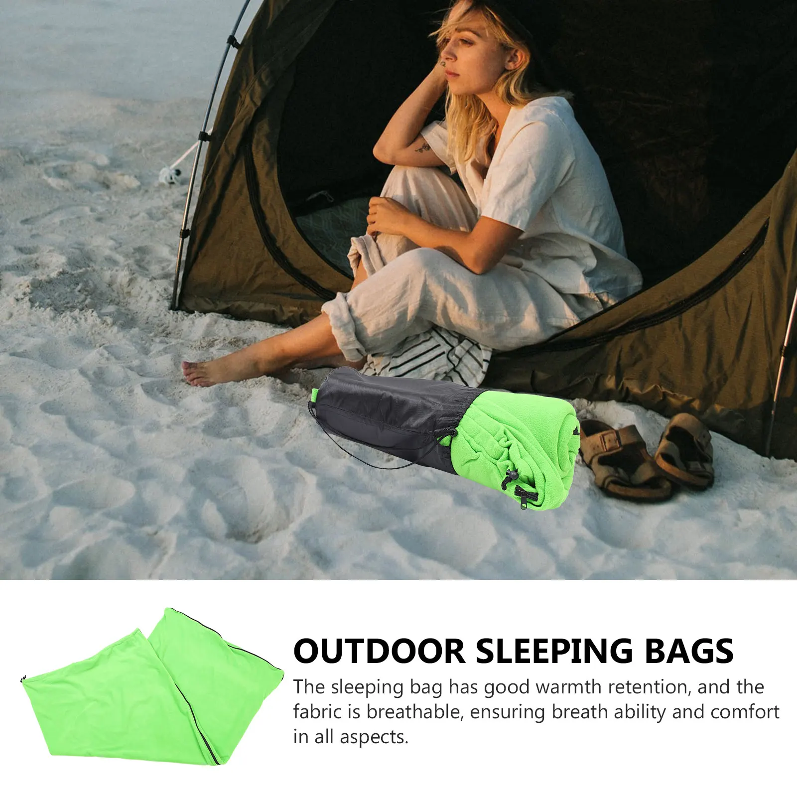 

Outdoor Lightweight Envelope Sleeping Bag Warm Windproof Polyester Polar Fleece Sleeping Bag for Camping Hiking Backpacking