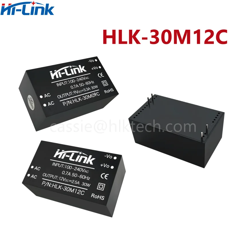 Hi-Link ACDC HLK-30M12C HLK-30M24C Módulo de fonte de alimentação regulada isolada 220V a 12V 2,5A 30W com circuito EMC integrado