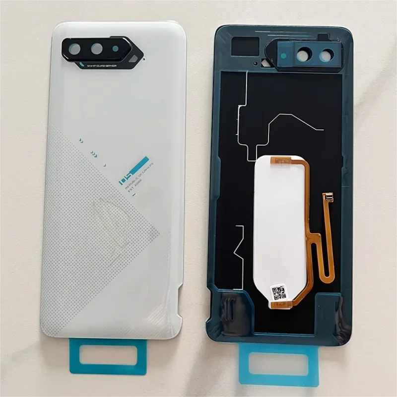 Rear Housing For Asus ROG Phone 5 / 5S ZS676KS 6.78“ Glass Back Cover Repair Replace Phone Battery  Case With Camera Lens