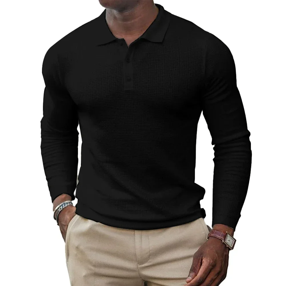 Elegant Men's Lapel Neck Shirts Long Sleeve Tops for Sports and Casual Wear Slim Fit Muscle Tee Size M 2XL Various Colors