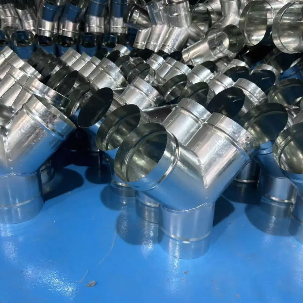 High Quality Galvanized Iron Duct Connector T Shape Y Type Ventilation Fitting Air Flow Divider HVAC Pipe Part