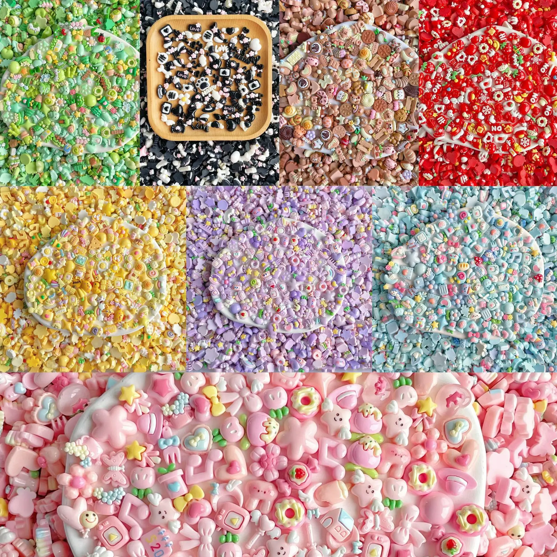 

100 pcs High-gloss mini resin accessory small mixed color decorative trim