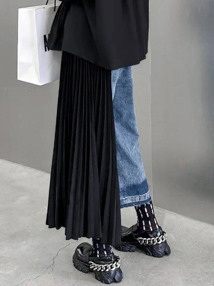 Army High Green Waist Denim Pleated Long Wide Leg Jeans New Loose Women Trousers Fashion Spring Autumn 2026 1DFHKWJ