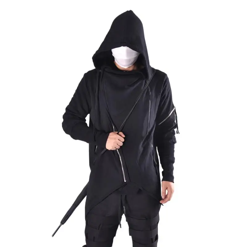 Dark Mountain Style Wizard Hoodie Asymmetrical Zipper Hoodie Long Sleeved Men And Women Couple Cape Coat