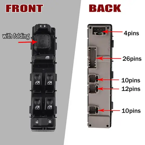 15883319 Master Power Window Switch with Folding Mirror for Hummer H2 Chevrolet Suburban GMC Yukon Sierra 2003 2004 2005 2006