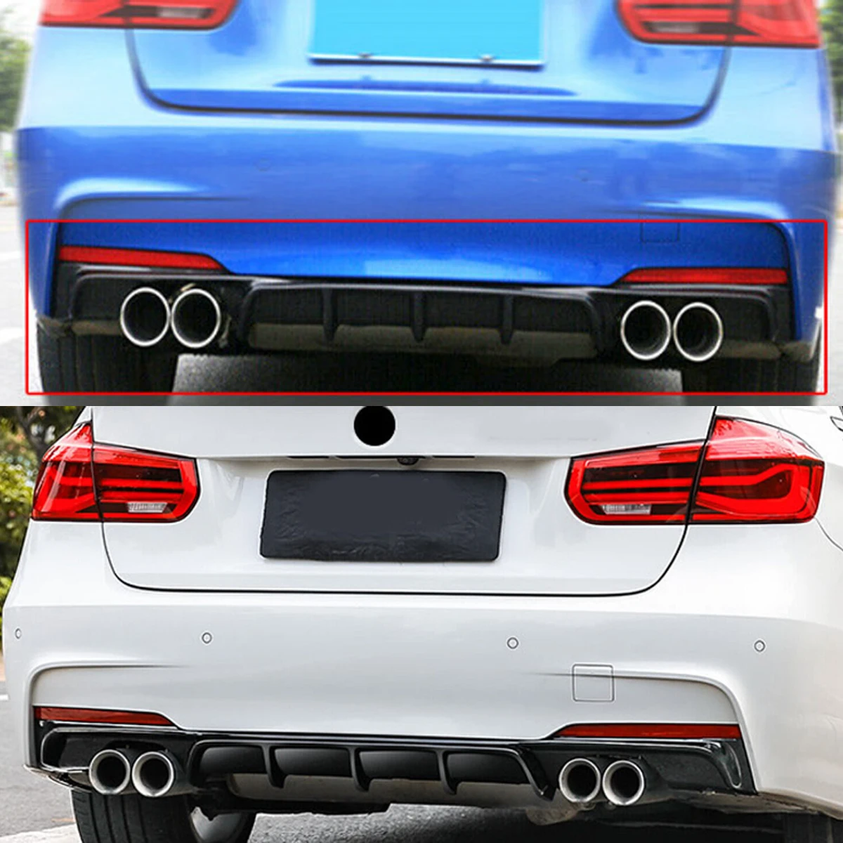 

For BMW 3 Series F30 F31 diffuser F35 M-TECH M-sport 2012-2019 M Performance Rear Diffuser SPLITTER Glossy Black Car Accessories
