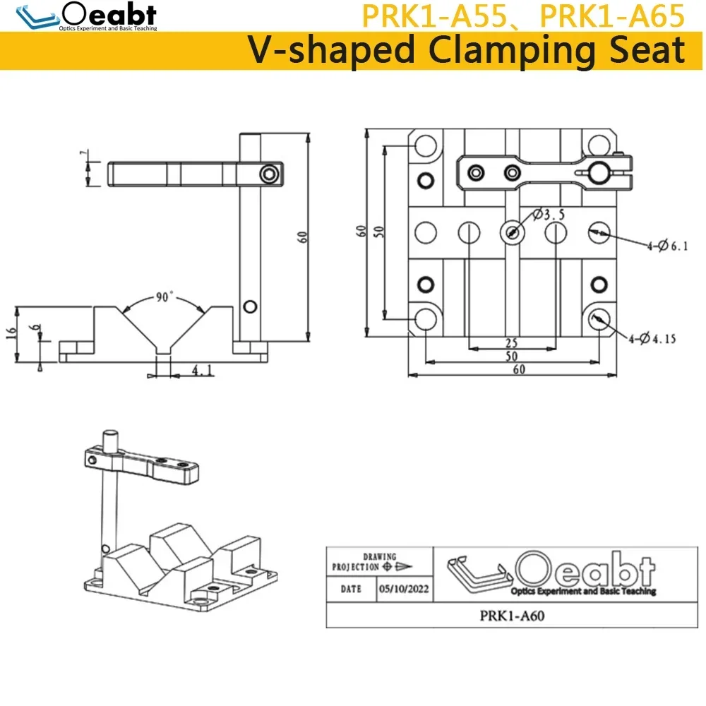 Imagem -05 - Oeabt-v-clamp Mount Suporte em Forma de v Suporte a Laser Fonte de Luz Experimento Óptico Cilíndrico Ajustável Mpv60k1