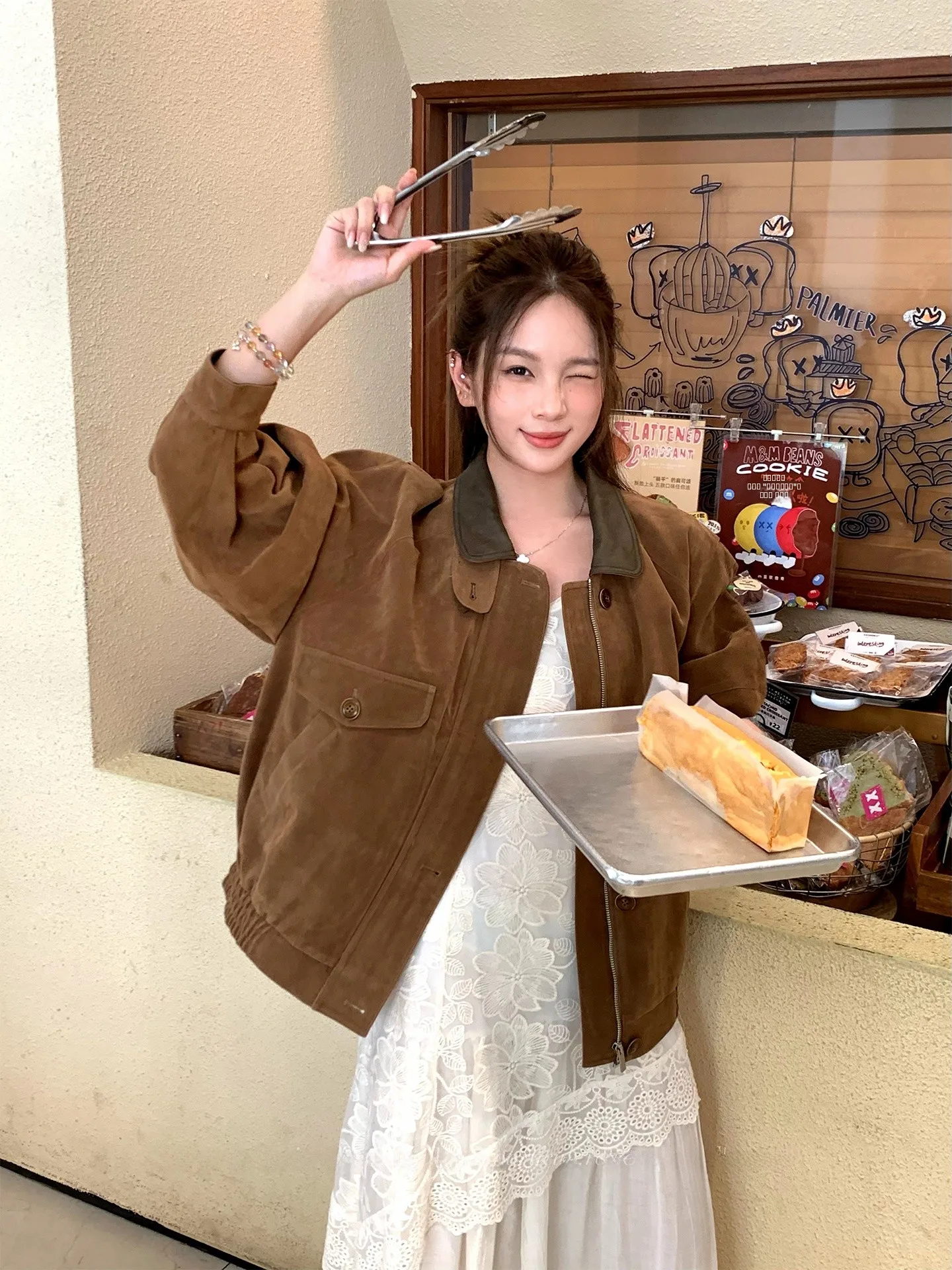 

Retro Sle Women's Jaet Brown Collar Flip Classic Outerwear Autumn New Arrival Resistant to Deformation ort Coat