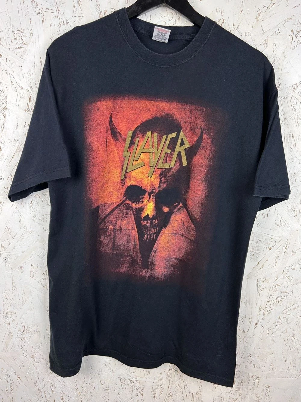 Camisa unisex de algodón negra Vintage 2007 Slayer Tour Skull Satan
