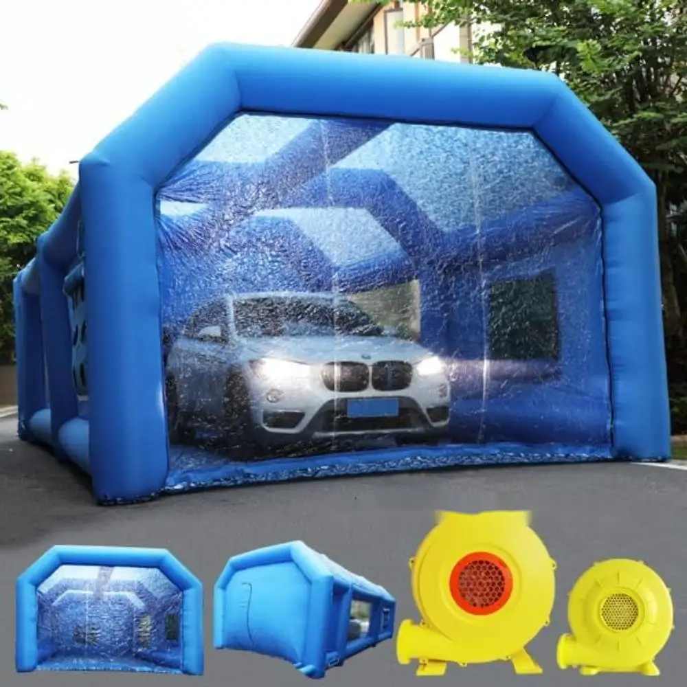 Blue Portable Spray Paint Booth Automotive Parking Tent Inflatable Bubble Garage Car Cover