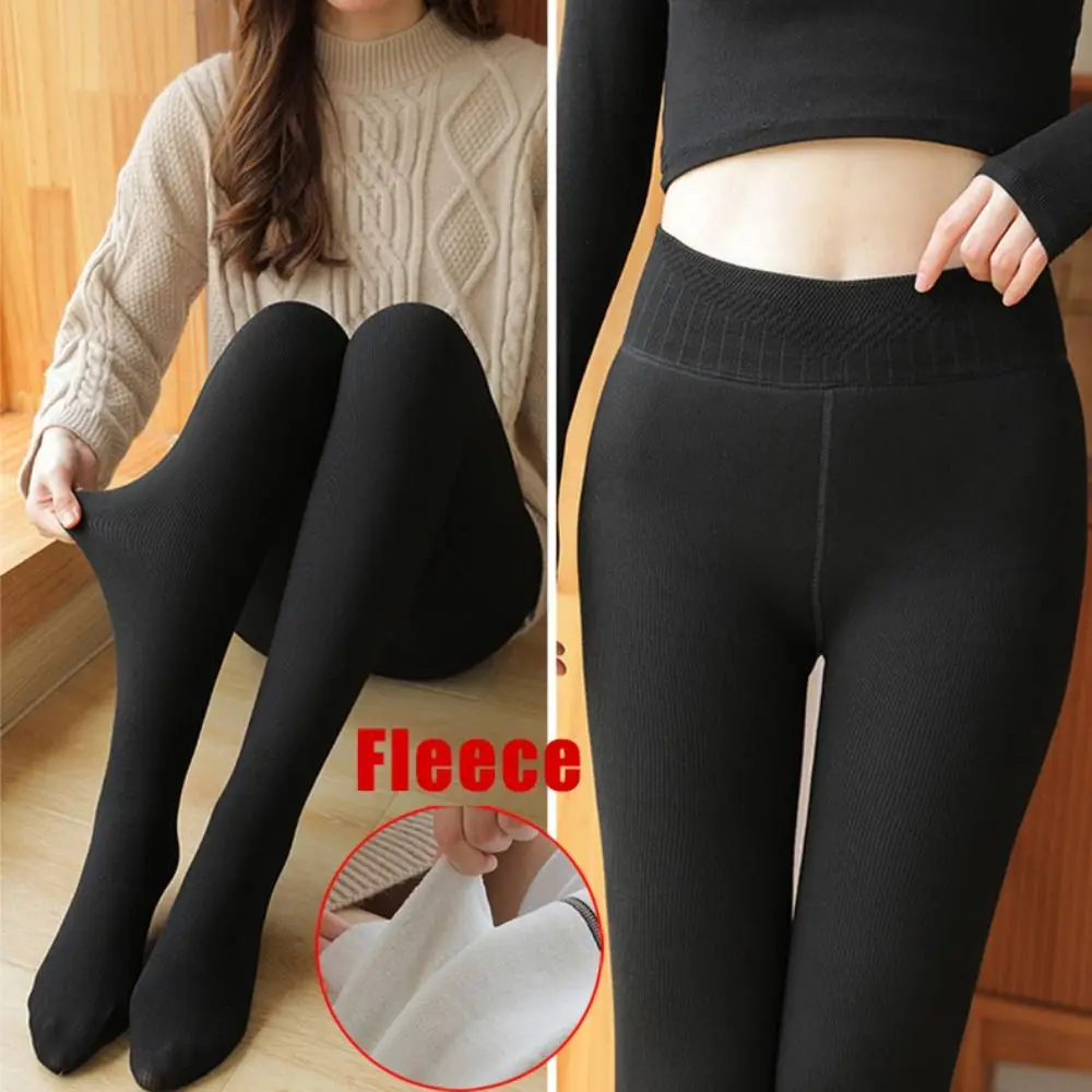 Perneiras de lã espessa feminino, capa completa, calça para adolescentes, listrada, outono, inverno, moda