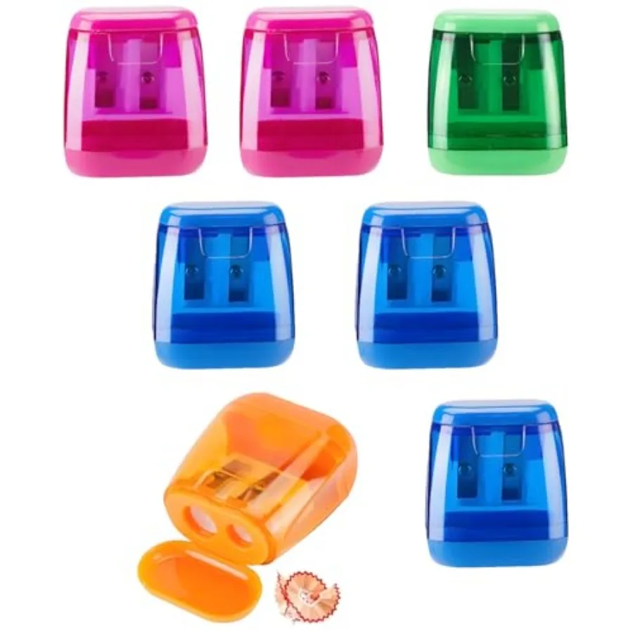 

7-Pack Manual Pencil Sharpeners Compact and Portable, 4 Colors, Dual-Hole Design for Pencils, Crayons and Eyebrow Pencils Easy