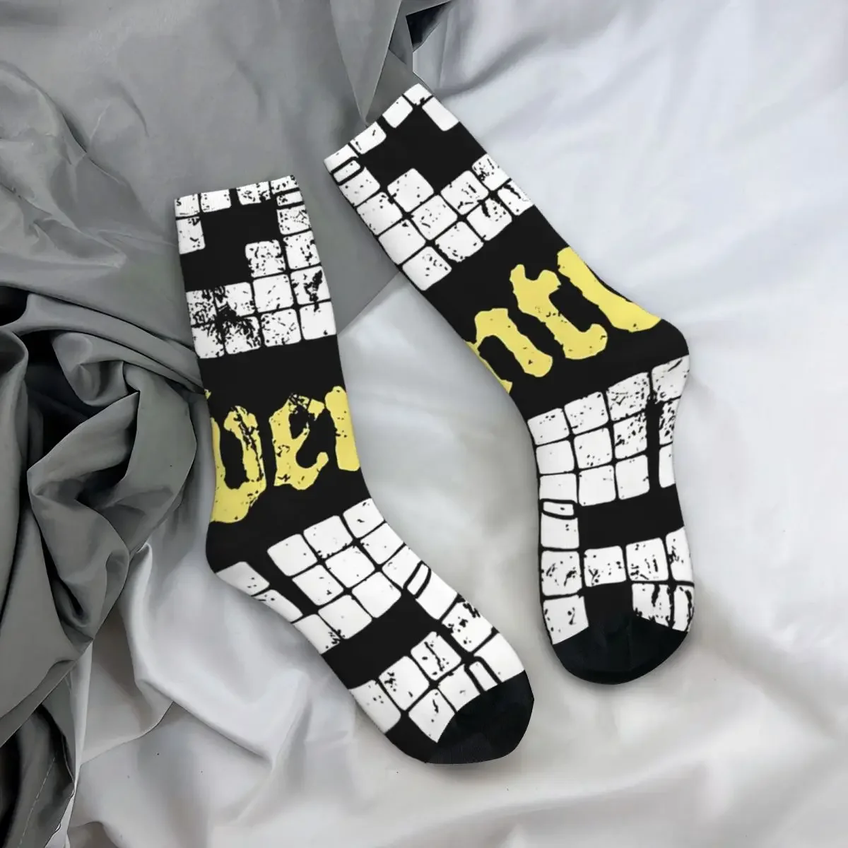 Funny Men's Socks Dungeon Map Grid Vintage Harajuku DnD Game Street Style Casual Crew Crazy Sock Gift Pattern Printed