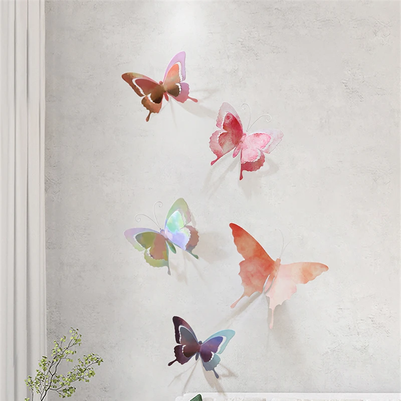 Simple 3D Wrought Iron Wall Decoration Creative Home Livingroom TV Background Wall Hanging Simulation Butterfly Garden Decor