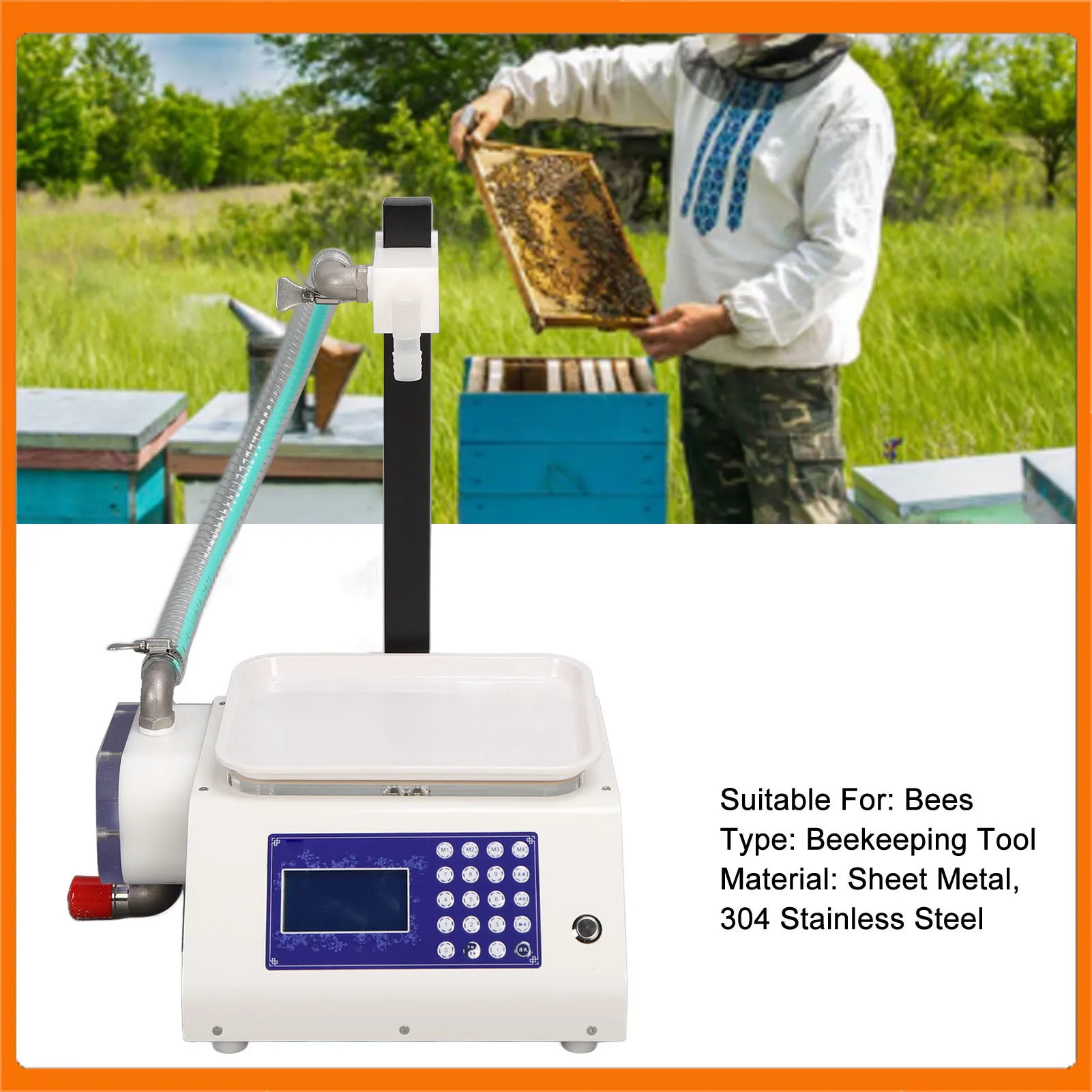 

Auto Digital Bottle Filler Low Noise Shell Sheet Metal Honey Filling Machine Antidrip Adjustable Lifting Rod for Beekeeping