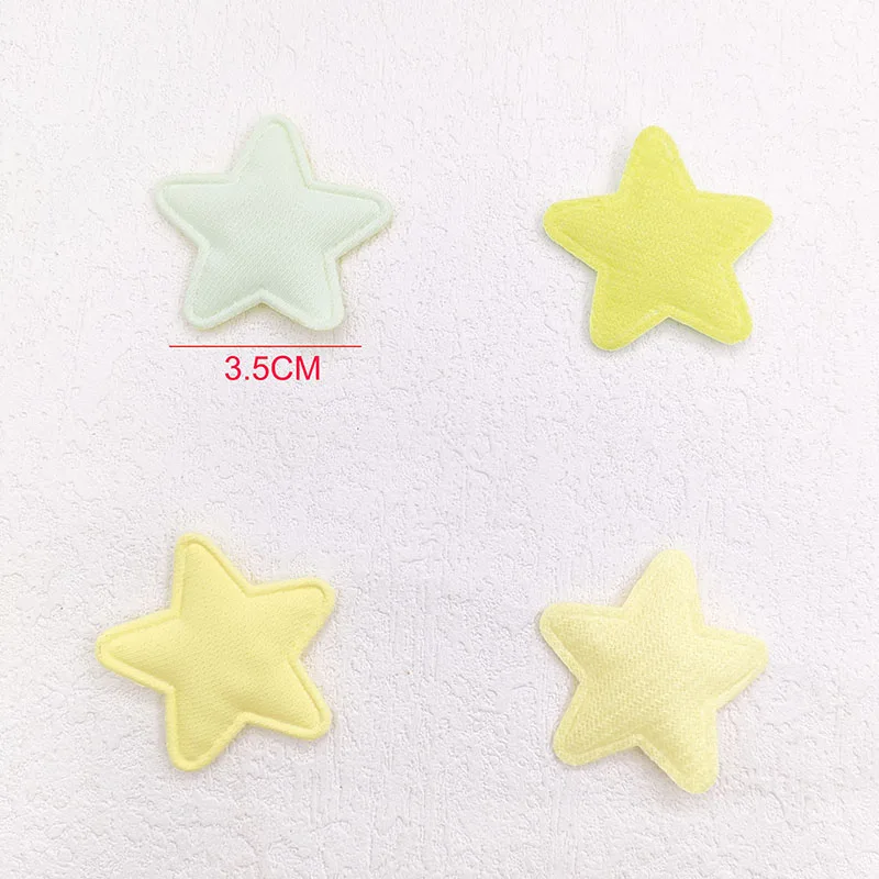 60Pcs/Lot 3.5CM Fabric Star Padded Appliques For DIY Handmade Children Headwear Garment Accessories Patches